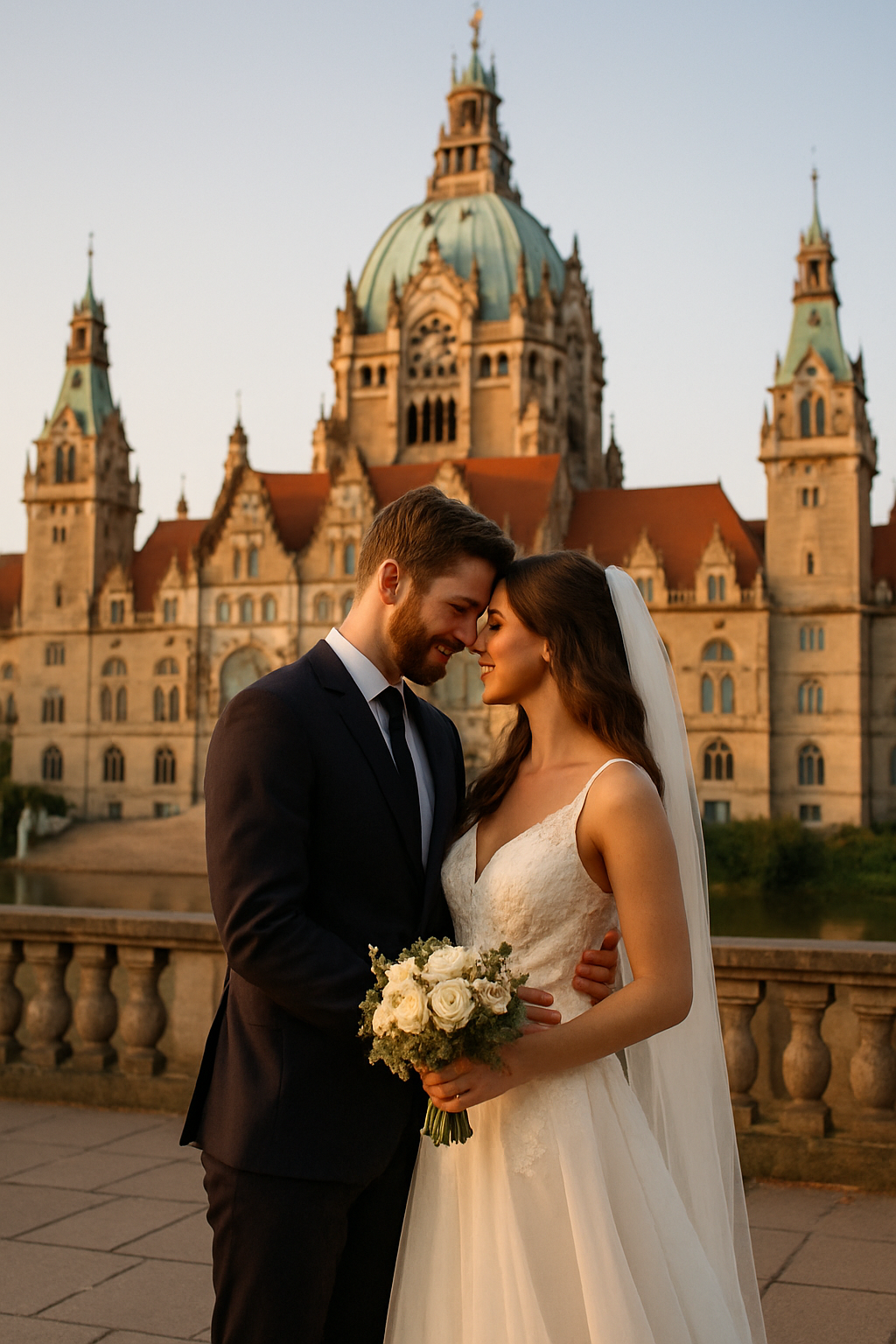 Brautpaar in Hannover vor dem Rathaus in Hannover